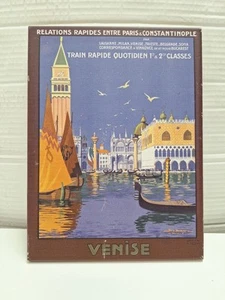 Venise Travel Poster by George Dorival Image On Wood Board 9x12 Wall Decor - Picture 1 of 13