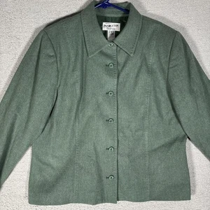 VNTG Pendleton Structured Jacket Women Size 12 Full Button Green Virgin Wool USA - Picture 1 of 14