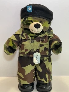 Costruisci un orso orsacchiotto militare 16,5" peluche animale mimetico cappello stivali etichette cane - Foto 1 di 13