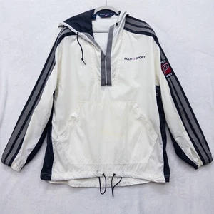 Vintage Polo Sport Ralph Lauren Pullover Windbreaker Jacket L White READ - Picture 1 of 6