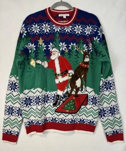 Herren kleiner Weihnachtsmann Rentier Cornhole Tasche werfen Strick Pullover hässlich Weihnachten - Bild 1 von 6