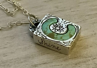 NEW JES MAHARRY SUNDANCE INITIAL C TURQUOISE & STERLING SILVER NECKLACE - Image 1 of 4