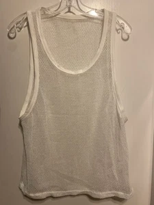 Unbranded Men's Size Medium White Open Weave Pattern Mesh Tank Top / Vest NWOT - Picture 1 of 5