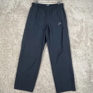 Nike Windbreaker Pants Mens M Black Straight Mesh Lined Ankle Zip Vintage Y2K - Picture 1 of 8