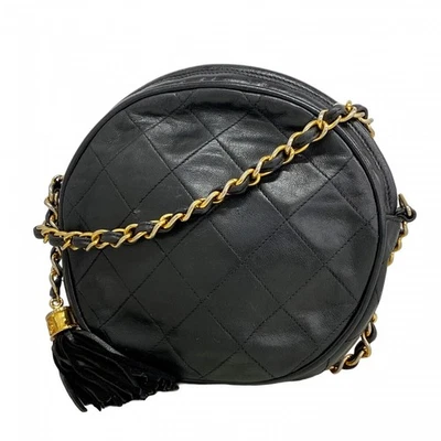 Bolsa de ombro 5of6514 CHANEL matelass franja corrente ombro pele de cordeiro marrom ouro H - Imagem 1 de 4