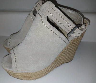 Marc Fisher Hunny Espadrille Wedge Platform Sandal Suede Taupe Beige Size 6M - Image 1 of 4