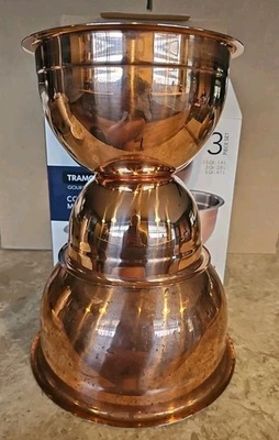 Juego de 3 cuencos mezcladores revestidos de cobre Tramontina Gourmet Selection 1,5 cuartos 3 cuartos 5 cuartos Foto 1 de 4