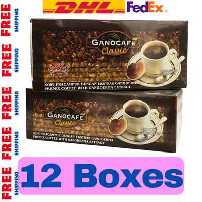 12 x Ganocafe Classic Gano Excel Cafe Coffee Ganoderma Lucidum 30 Sachets - Image 1 of 4