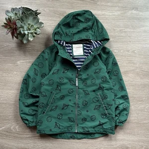 Youth Hanna Anderson Size 8 Space Theme Hooded Full Zip Rain Jacket - Picture 1 of 4