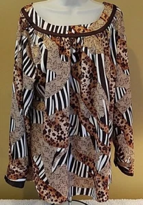 Top tunica blusa Kaelyn Max II 1X/B-56" stampa floreale animalier manica lunga mobwife - Foto 1 di 12