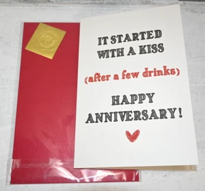 It Started With A Kiss (After A Few Drinks) Happy Anniversary Card Size 8" X 5" - Bild 1 von 4