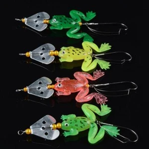 8PCS Soft Fishing Lures Jig Hooks Frog Floating Artificial Soft Wobblers Baits - Picture 1 of 5