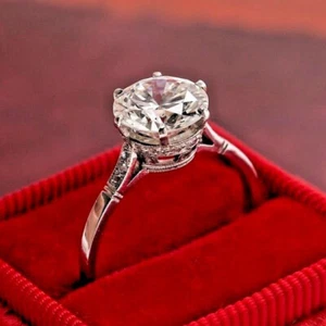 2.15ct White Round Cut Moissanite Engagement Wedding 925 Sterling Silver Ring - Picture 1 of 6