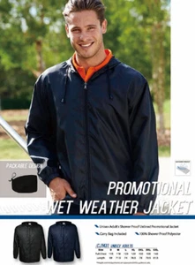 Chaqueta unisex para adultos a prueba de ducha sin forro promocional para clima húmedo con bolsa de transporte - Imagen 1 de 3