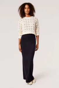 Bodycon-Maxirock apricot Jersey schwarz Bleistift Größe Large neu mit Etikett - Bild 1 von 5