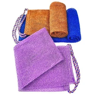 3 Pcs African Net Sponge Exfoliating Bathing Back Scrubbers with Handles - Picture 1 of 4