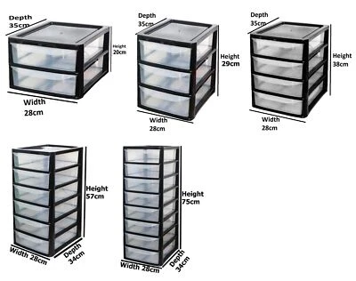 A4 Plastic Storage Drawers Draw Tower Unit Office Desktop Tabletop Home School - Image 1 of 4