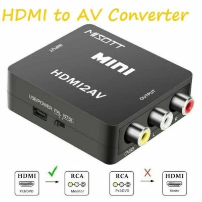 HDMI to AV 3 RCA CVBS Full HD Video 1080P AV Composite Converter Adapter - Image 1 of 4