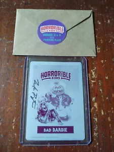 2019 HORRORIBLE KIDS BAD BARBIE MAGENTA PRINTING PLATE CARD 1/1 SERIES 4 SIGNED - Picture 1 of 4