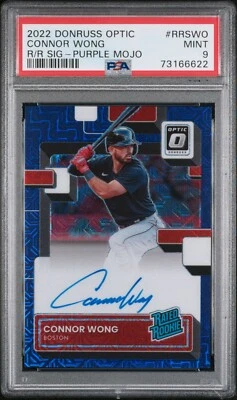 2022 Panini Donruss Optic #RRSWO Connor Wong Purple Mojo Prizm Auto 88/88 PSA 9 - Image 1 of 2