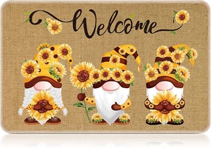 Sunflower Welcome Mats Floral Gnome Door Mat Colorful Sunflower Door Mat Indoor - Picture 1 of 12