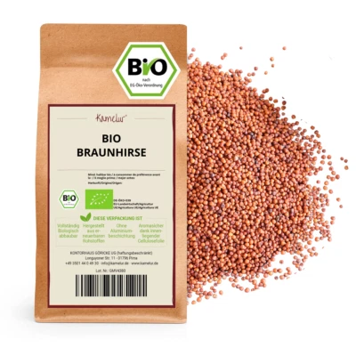 (10,90 EUR/kg) 1kg Bio Braunhirse, Vollkorn ohne Zusätze BIO - Bild 1 von 4