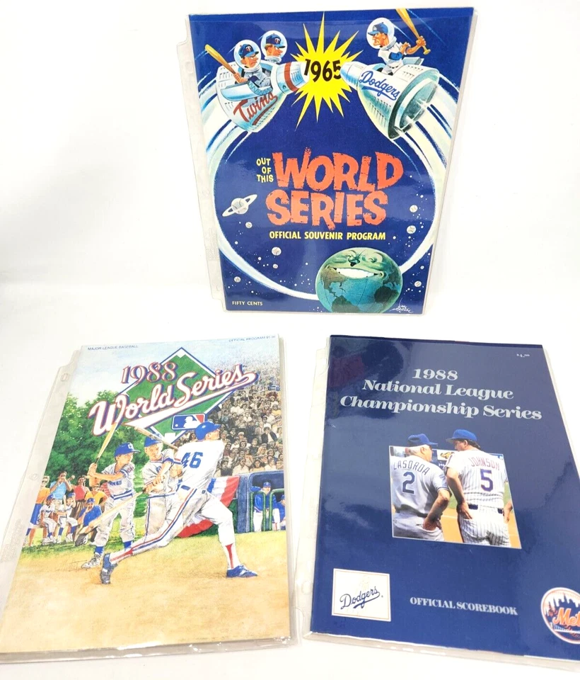 World Series Official Souvenir Program, Dodgers LOT 1965, 1988, Twins EX NRMINT - Image 1 of 4