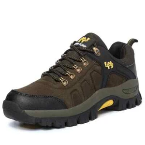 Men's Women Suede Leather Hiking Shoes Durable Outdoor Lace-Up Trekking Shoes - Picture 1 of 18