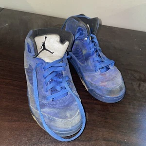 Nike Air Jordan Retro 5 Royal Blue Suede Sneakers 440889-401 SZ 1 youth - Picture 1 of 6