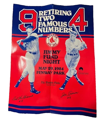 Póster Ted Williams & Joe Cronin Jimmy Fund Night 1984 retirándose 2 números famosos Foto 1 de 4