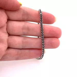 7CT Round Lab Created 3MM Black Diamond Tennis Bracelet 14K White Gold Finish - Picture 1 of 4