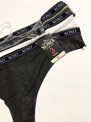 Новый с Ярлыками XOXO трусики стринги 3Pack SizeXL блестящий черный белый зеленый не показать блеск - Изображение 1 из 4