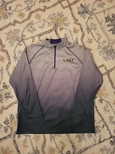 NWOT-Men's XL Colosseum  Purple & Grey LSU Tigers 1/4-Zip Jacket-Long Sleeved - Picture 1 of 7