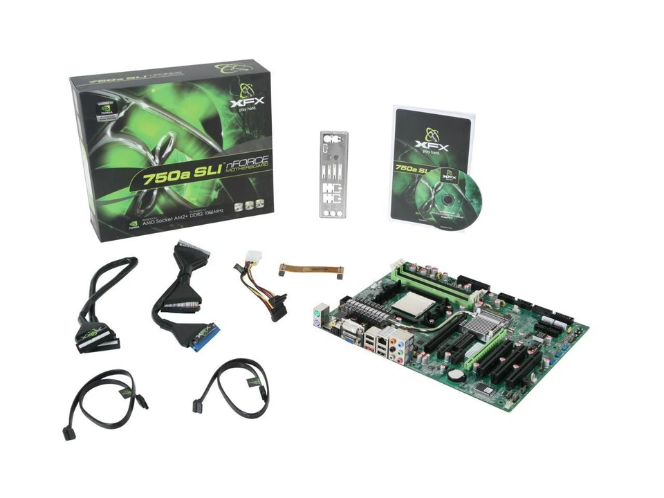 XFX nForce 750a AM2+/AM2 NVIDIA HDMI ATX AMD Motherboard MD-A72P-7509 - Image 1 of 4