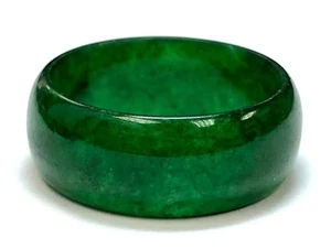 Vintage 20.30 carat Natural Jadeite Jade Hololith 9mm Band - Ring Size 9.25 - Picture 1 of 12