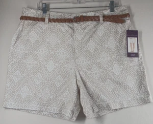 Gloria Vanderbilt Größe 14 Nimah Gürtel Chino flache Vorderseite Shorts mit Taschen - Bild 1 von 12
