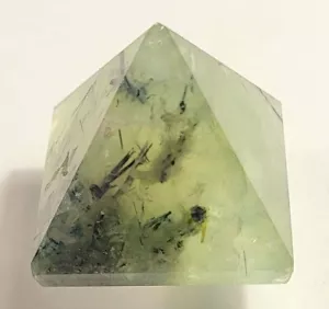 24 mm grüner Prehnit mit Einschlüssen Pyramide natürlicher Edelstein Mineral - Mali (1 Stück) - Bild 1 von 8