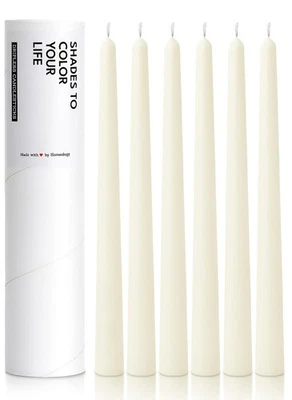 Homeology 6 PK 10" Classic Taper Candles, Ivory, 7-8 Hours Long Burning, Unsc... - Image 1 of 4