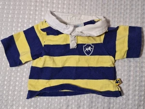 Build A Bear Poloshirt gelb & blau Streifen Kragen Knopf Kleidung BABW - Bild 1 von 7