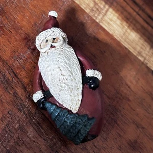 Vintage Santa Claus Brooch Pin Christmas Holiday Handmade Folk Art Polymer Gift - Picture 1 of 5