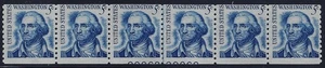 1304 - 5c Miscut Error / EFO PNC6 Line Strip 6 Partial Pl#'s Washington MNH (S1) - Picture 1 of 1