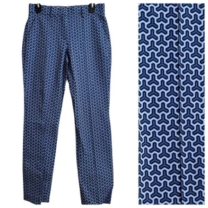 Tory Burch NUEVO Pantalones Deportivos Azul Estampado Costura Frontal Pierna Recta Talla 2 - Imagen 1 de 11