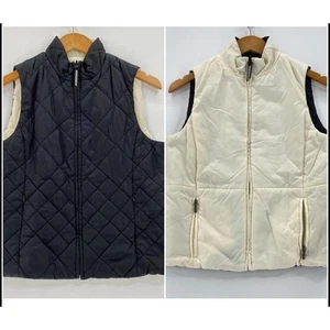 Jones New York Reversible Vest Women's Petite Small Beige Black Sleek Quilted - Picture 1 of 14