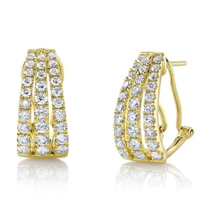 14K Yellow Gold Diamond Earrings Omega Back 1.64CT Natural Certified - Picture 1 of 2