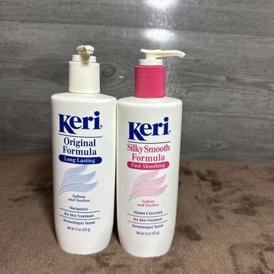 2 Vintage 1997 Keri Lotions Original & Silky Smooth Formula 15 Oz NOS New - Image 1 of 4