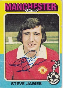 Vintage SIGNED TOPPS 1975/76 Trading Card STEVE JAMES MAN UNITED - Picture 1 of 1