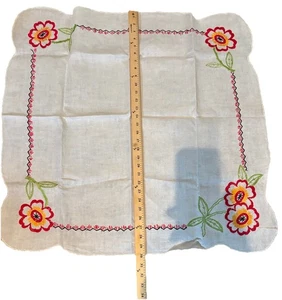 Handmade Needle Point  Tablecloth Vintage Estate Find 30x30” - Picture 1 of 4