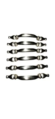 "Lote de 6 manijas de cajón de níquel cepillado de 5"" de ancho de agujero de 3"" de colección" Foto 1 de 4