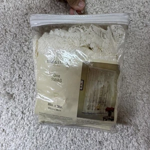 Vintage Tanya Encaje Volantes Swag Valencia Floral Rosa Marfil Blanco 80"W X 38"L NUEVO - Imagen 1 de 8