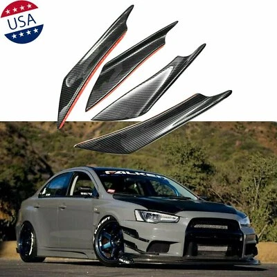 4pcs Carbon Fiber Car Bumper Fin Canard Splitter Diffuser Valence Spoiler Lip - Imagem 1 de 4